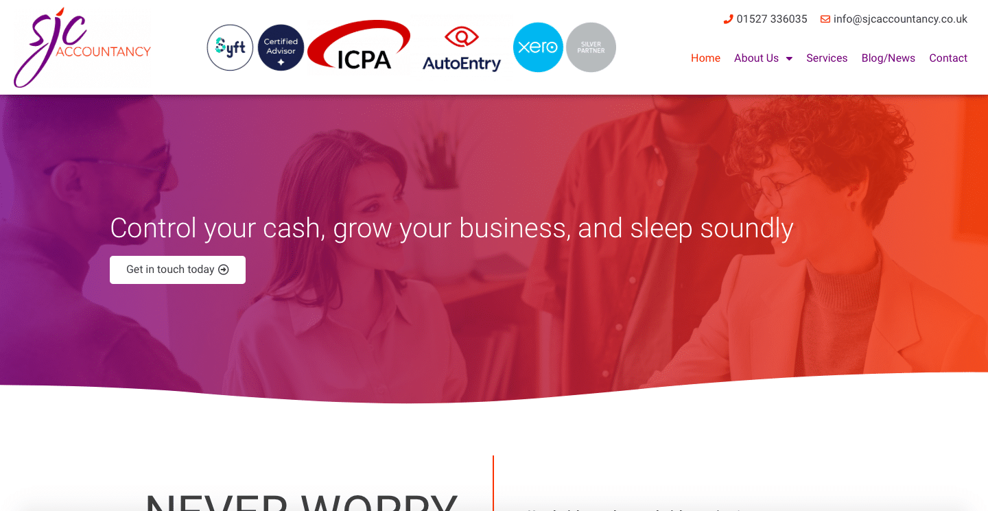 SJC ACcountancy Services Website Home Page
